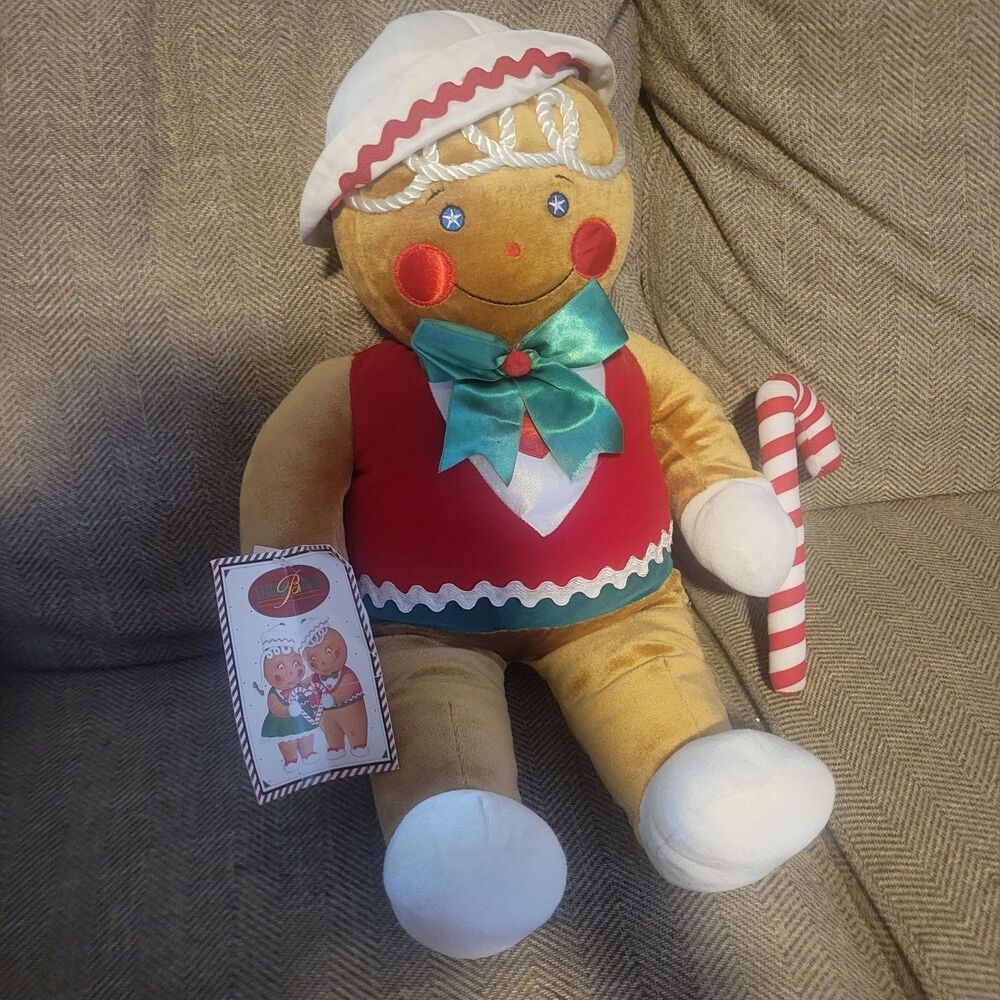 GINGERBREAD 1990 VTG. GIRL PLUSH STUFFED DOLL,‎ 22" W/TAGS, PREOWNED